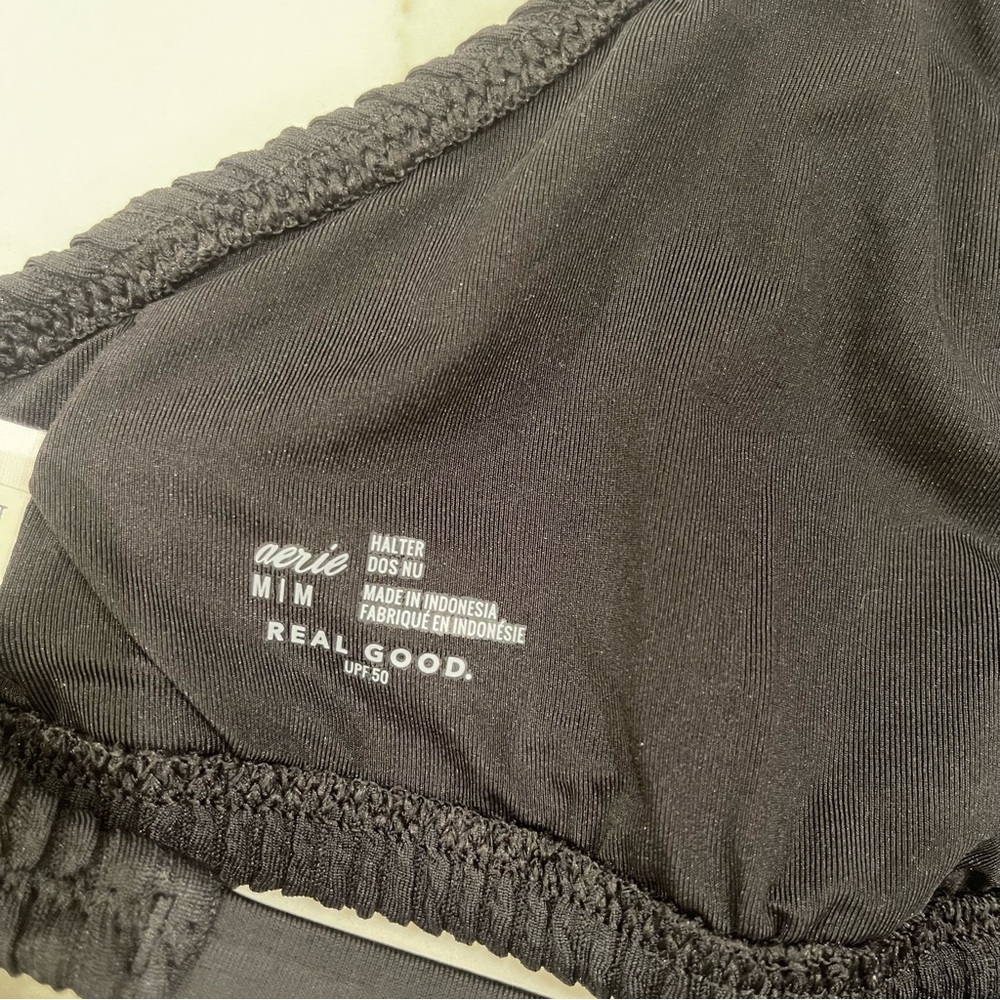Aerie Black Ribbed Halter Bikini Top - Picture 11 of 11